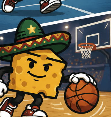 Mascota jugando basquetbol